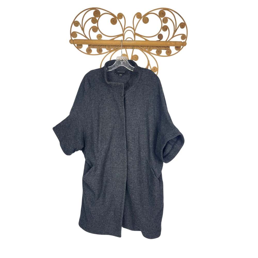 Ann Taylor wool blend gray short-sleeve pea coat jacket L
